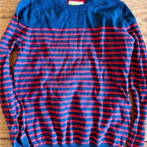Boden Boy’s Navy and Red Striped Crewneck Sweater